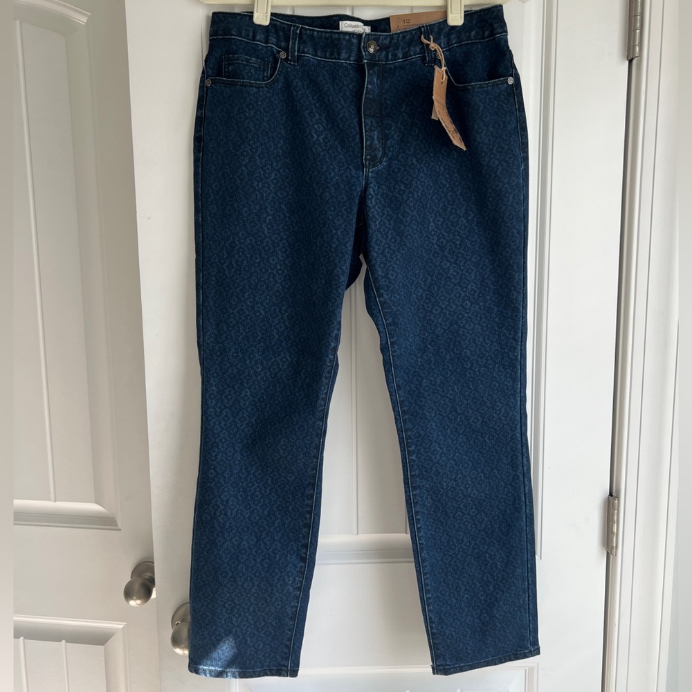 Coldwater Creek Dark Blue Patterned Jeans
